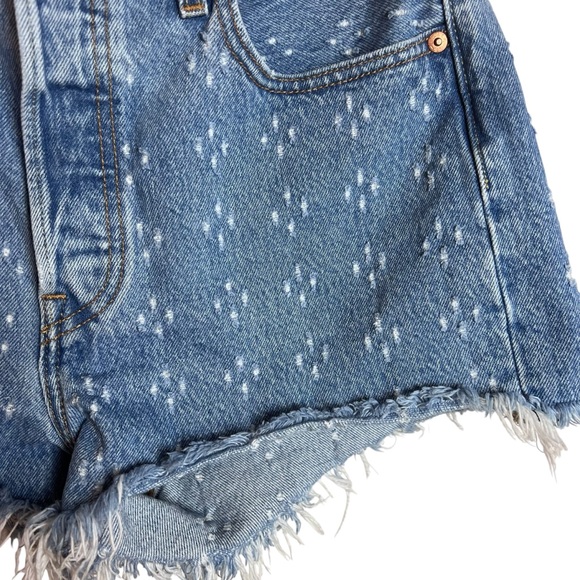 Levi’s Premium Denim Big E 501® High Rise Women’s Shorts In Dottie Blues Size 28 - Picture 7 of 14